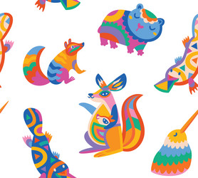 seamless pattern with abstract australian animals vector image