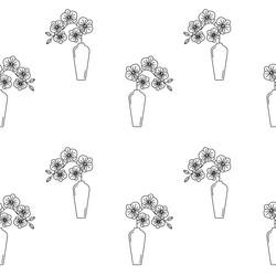 seamless pattern with outlines of vases vector image