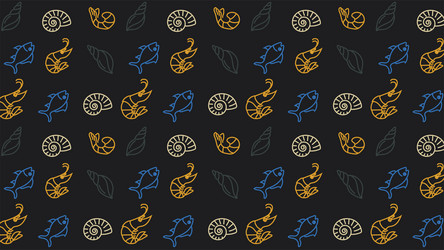 seamless pattern with shells and fish vector image