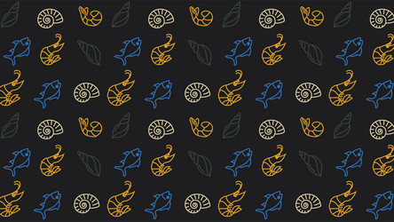 seamless pattern with shells and fish vector