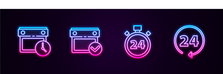 set line calendar and clock with check mark vector image