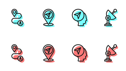 set line map marker with human route location vector image