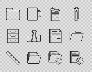 set line ruler document settings with gears file vector image