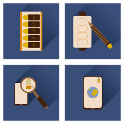 concept of flat icons with long shadow mobile vector image