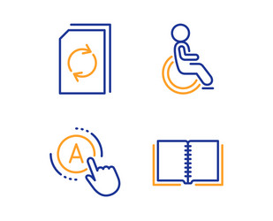 Disabled update document and ab testing icons set vector