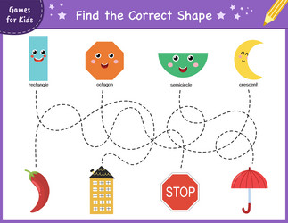 find the correct shape puzzle game fun maze vector image