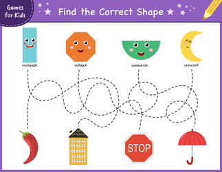 Find the correct shape puzzle game fun maze vector