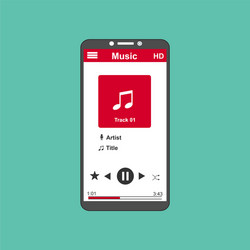 media player application app template with flat vector image