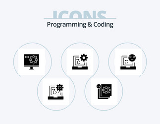 programming and coding glyph icon pack 5 vector image