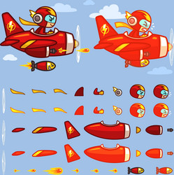 Red Plane Sprite Sheet - Action Game vector image
