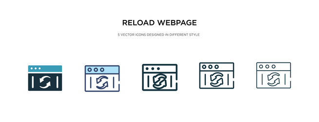 reload webpage icon in different style two vector image