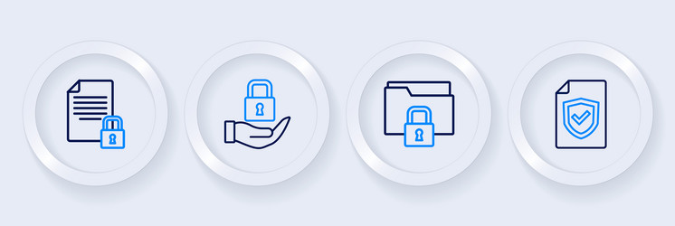 set line contract with shield folder and lock vector image