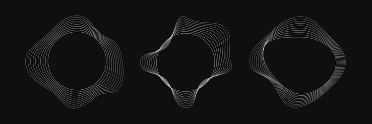 set of round curved frames with dynamic wavy vector image