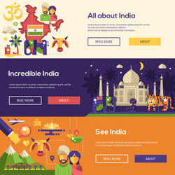 Traveling to india website headers banners set vector