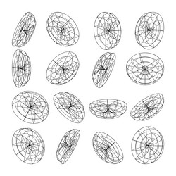 wireframe lined shapes perspective mesh 3d grid vector image