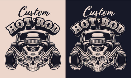 a black and white cartoon hot rod Vector Image