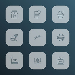 ecommerce icons line style set with wish list vector image