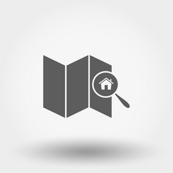 House on map under a magnifying glass vector