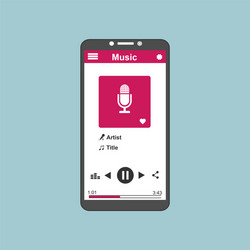 media player application app template with flat vector image