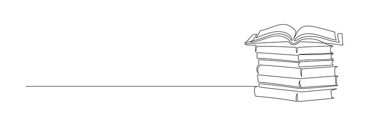 one continuous line drawing of stack books vector image