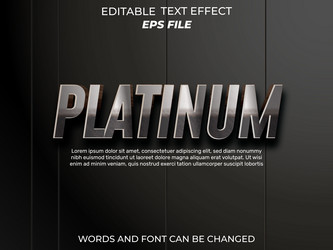 platinum text effect font editable typography 3d vector image