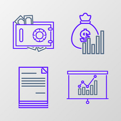 set line board with graph chart document money vector image