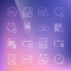 set line clock 24 hours delete folder server vector image