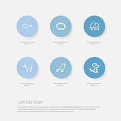 set of 6 editable zoo outline icons includes vector image