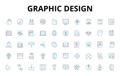graphic design linear icons set typography color vector image