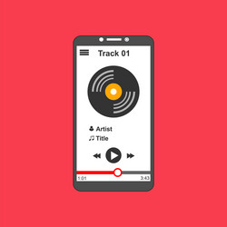 media player application app template with flat vector