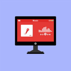 media player application app template with flat vector image