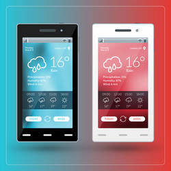 Modern smartphone with weather app on the screen vector