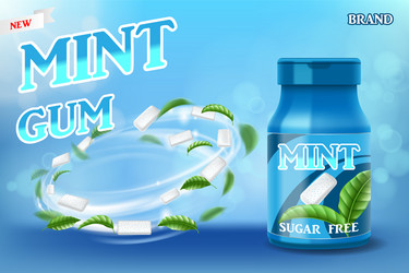 Realistic mint gum poster ads for your design vector