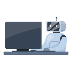 robot working from home office using desktop vector image