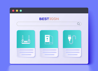 set case of computer router and wi-fi signal vector image