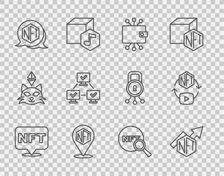 Set line nft digital crypto art growth bar chart vector