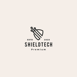 Tech Shield Logo - Retro & Secure vector image