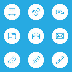 tool icons line style set with folders on shelf vector image