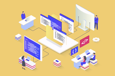 web development concept in 3d isometric design vector image