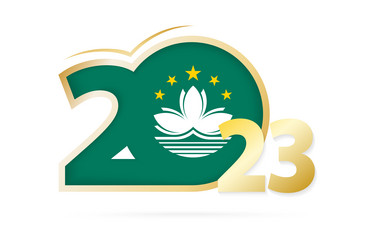 year 2023 with macau flag pattern vector image