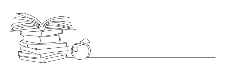 Continuous Line Stack of Books vector image