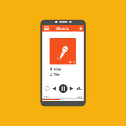 media player application app template with flat vector image