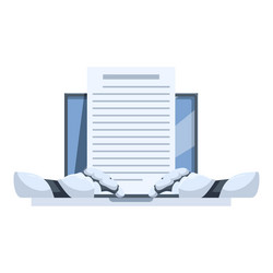 robot hands typing on laptop keyboard generating vector image