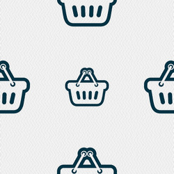 Shopping cart icon sign seamless pattern vector