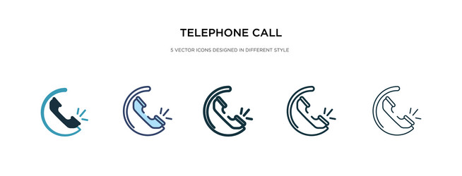 telephone call icon in different style two vector