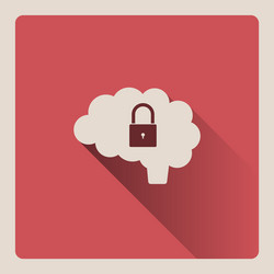bocked brain on red background with shade vector image