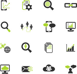 Data analytic and social network icon set vector