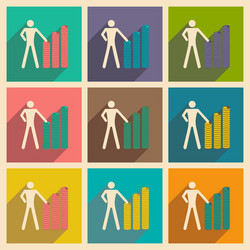Flat with shadow icon concept man and stack Vector Image