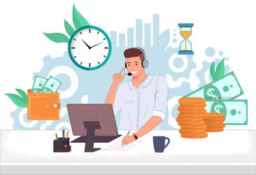 man operator finance support call center ot vector image