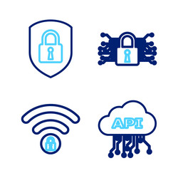 set line cloud api interface wifi locked cyber vector image